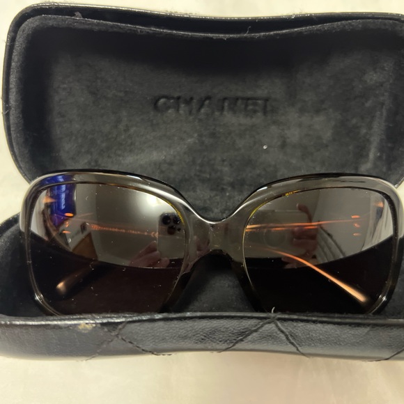 CHANEL Brown Sunglasses for Women with Ribbon Design With Case